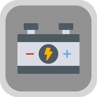 Car Battery Flat round corner Icon Design vector