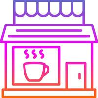 café tienda línea degradado icono diseño vector