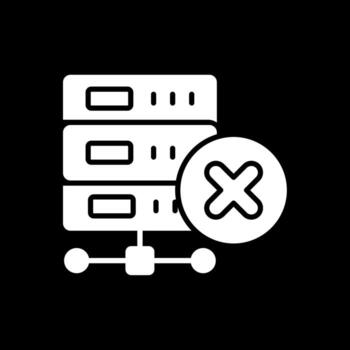 Eliminar base de datos glifo invertido icono diseño vector