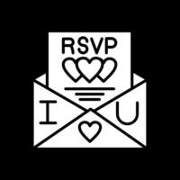 rsvp glifo invertido icono diseño vector