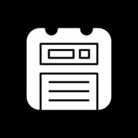 Floppy Disk Glyph Inverted Icon Design vector
