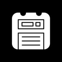 Floppy Disk Glyph Inverted Icon Design vector