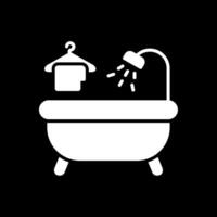 bañera glifo invertido icono diseño vector