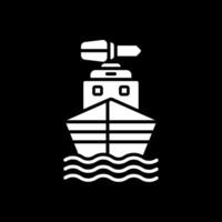 barco glifo invertido icono diseño vector