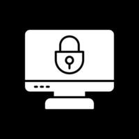 Locked Computer Glyph Inverted Icon Design vector