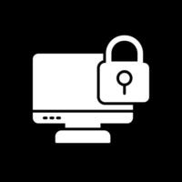 Locked Computer Glyph Inverted Icon Design vector
