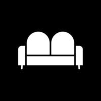 sofá cama glifo invertido icono diseño vector