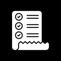 Check List Glyph Inverted Icon Design vector