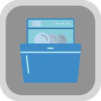 Dish Washing Flat round corner Icon Design vector