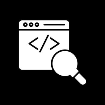 Code Review Glyph Inverted Icon Design vector