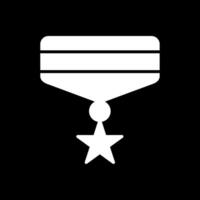 medalla glifo invertido icono diseño vector
