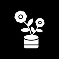 Flowerpot Glyph Inverted Icon Design vector