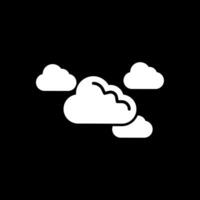 nubes glifo invertido icono diseño vector