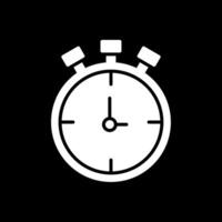 detener reloj glifo invertido icono diseño vector