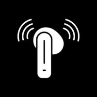 Earbud Glyph Inverted Icon Design vector