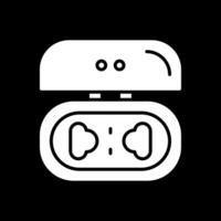 Earbuds Glyph Inverted Icon Design vector