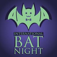 International bat night holiday banner or poster with cartoon bat on night background vector