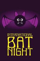 International bat night holiday banner or poster with cartoon bat on night background vector