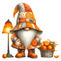 Garden Gnome with Oranges Illustration. png