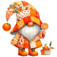 trädgård gnome med apelsiner illustration. png