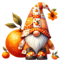 Garden Gnome with Oranges Illustration. png