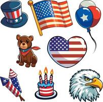 A Collection of Objects for USA Independence Day Celebration vector