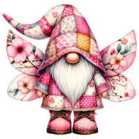 Floral Pink Gnome with Blossoms and Basket png