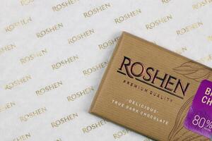 KHARKIV, UKRAINE - JANUARY 2, 2021 Roshen chocolate production. Roshen Confectionery Corporation is a Ukrainian confectionery manufacturing group photo