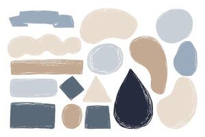 Texture drawings scribbles. Curved chalk shapes and geometric figures. isolated elements vector