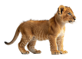 close up portrait of adorable cute baby lion isolated on transparent background, generated ai png