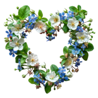 decoratie natuurlijk liefde vorm kader met bloemen patroon geïsoleerd Aan transparant achtergrond, gegenereerd ai png