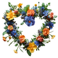 Decoration Natural love shape frame with floral pattern isolated on transparent background, generated ai png