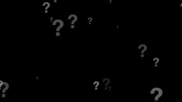 White question marks falling down on black alpha background video