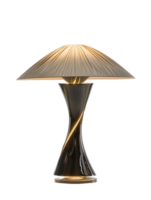 A lamp with a yellow shade is lit up. Isolated on a transparent background. png