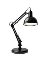 A lamp with a white shade and a black base. Isolated on a transparent background. png