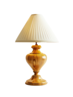 A lamp with a yellow shade is lit up. Isolated on a transparent background. png