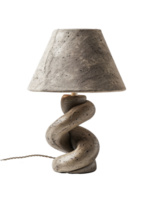 A lamp with a yellow shade is lit up. Isolated on a transparent background. png