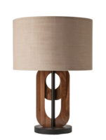 A lamp with a yellow shade is lit up. Isolated on a transparent background. png