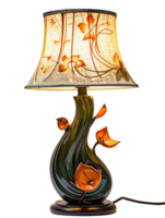 A lamp with a yellow shade is lit up. Isolated on a transparent background. png