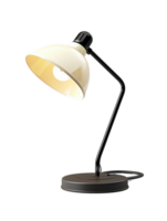 A lamp with a white shade and a black base. Isolated on a transparent background. png