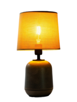 A lamp with a yellow shade is lit up. Isolated on a transparent background. png