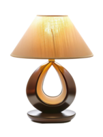 A lamp with a yellow shade is lit up. Isolated on a transparent background. png