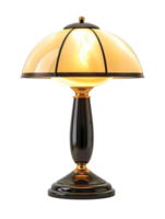 un' lampada con un' giallo ombra è illuminato su. isolato su un' trasparente sfondo. png
