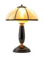 een lamp met een geel schaduw is lit omhoog. geïsoleerd Aan een transparant achtergrond. png