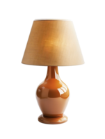 A lamp with a yellow shade is lit up. Isolated on a transparent background. png