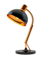 A lamp with a white shade and a black base. Isolated on a transparent background. png