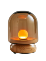 A lamp with a yellow shade is lit up. Isolated on a transparent background. png