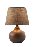 A lamp with a yellow shade is lit up. Isolated on a transparent background. png