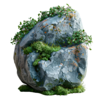 en stor sten med mossa växande på den png