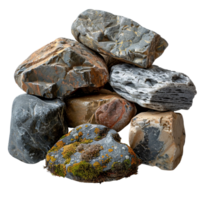 A bunch of rocks with a green moss growing on top of them png